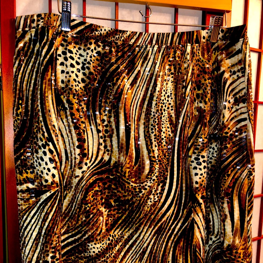 Animal Print Knee Length Pencil Skirt